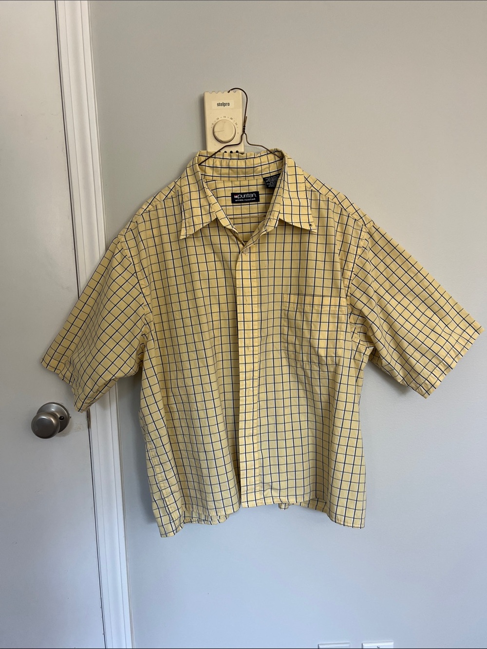 Worthington Yellow Plaid Short-Sleeve Button-Down Shirt